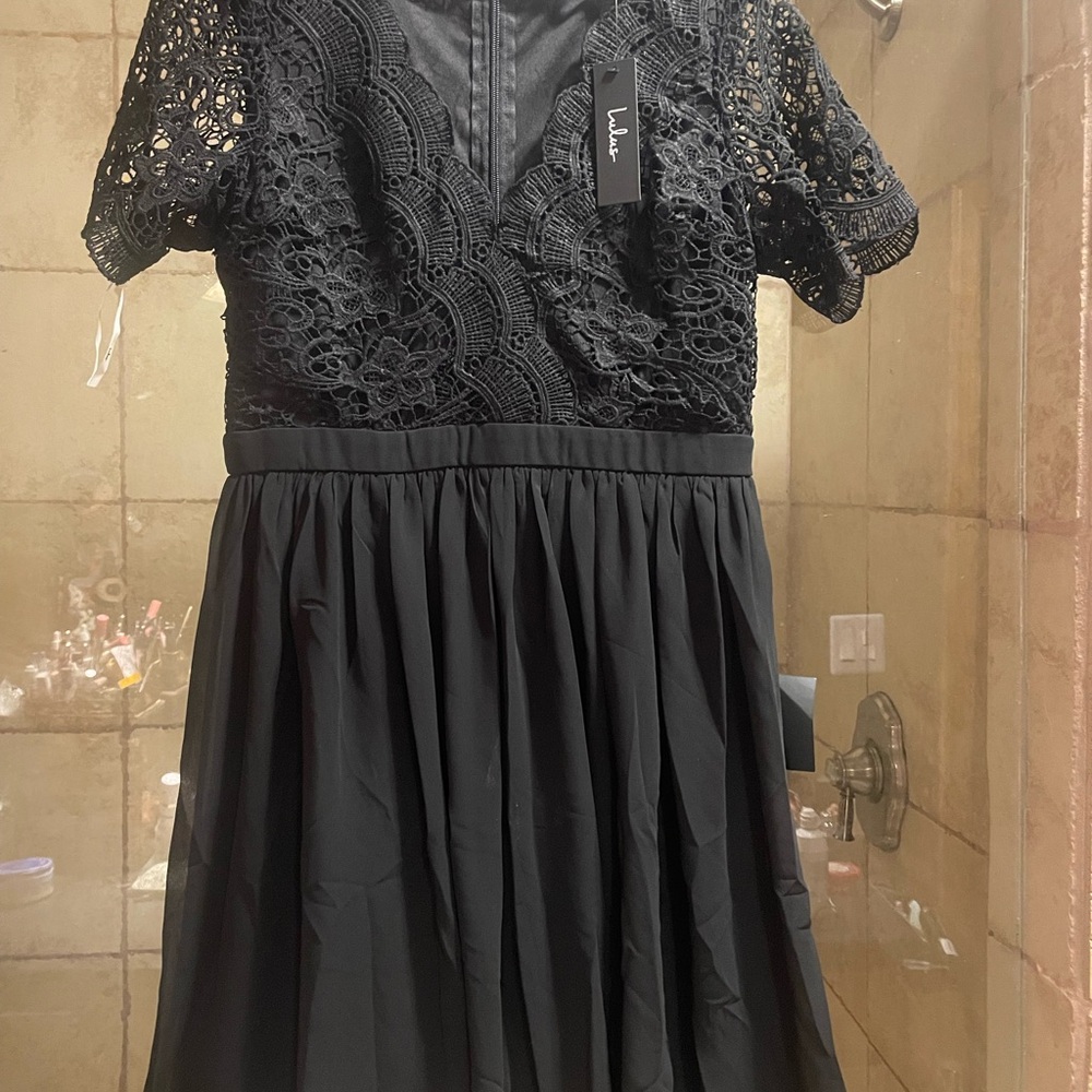 Lulu's Elegant Black Lace Mini Dress